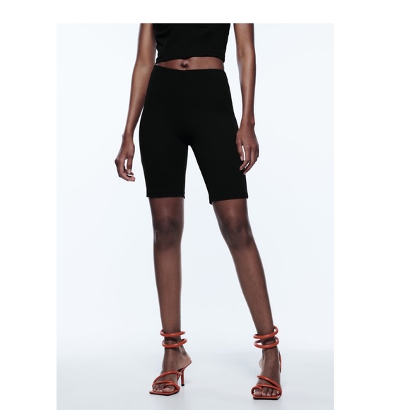 NWT ZARA High-waisted leggings with elastic waistband BIKE SHORTS. Fitted - Picture 4 of 9